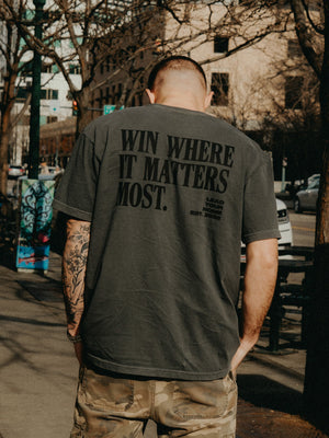 Win Where It Matters Most Tee | Vintage Washed Grey