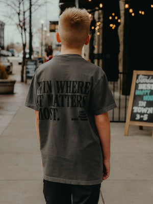 Win Where It Matters Most Tee | Vintage Washed Grey